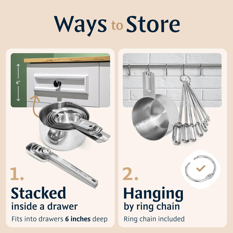 Stainless Steel Measuring Cups and Spoons Set