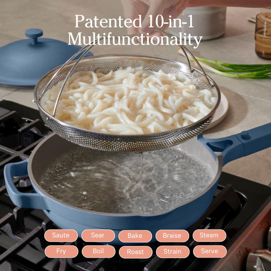 Our Place Always Pan 2.0-10.5” (2.6 Qt) Nonstick, Toxin-Free Ceramic Cookware | Patented 10-in-1 Aluminum Frying & Sauté Pan | Safe for Oven, Induction & All Cooktops up to 450°F | Blue Salt - Nestoria
