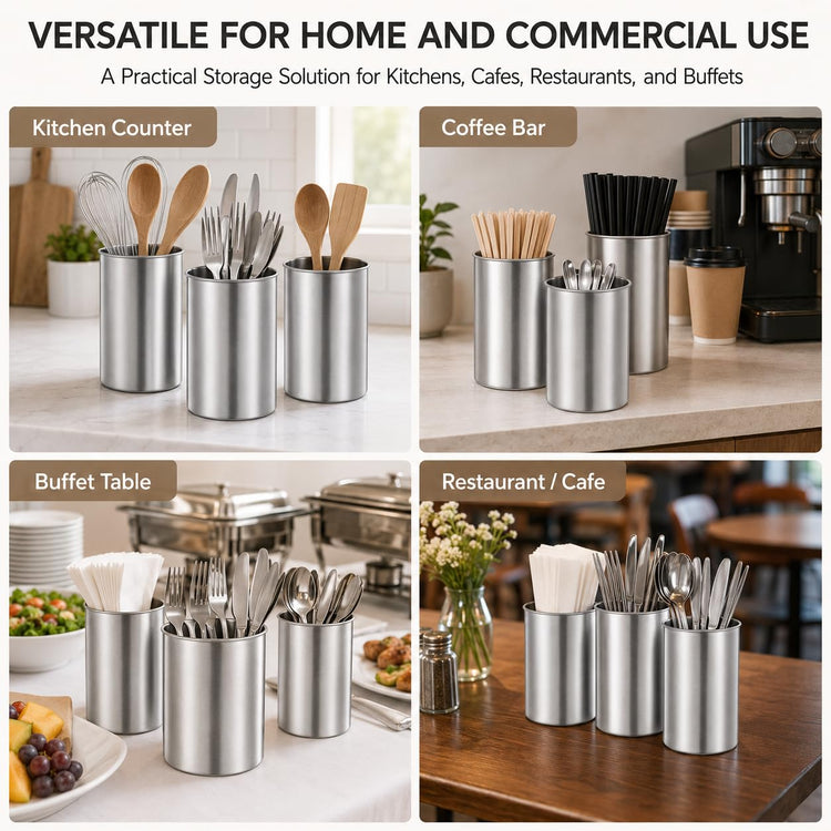 3 Pack Large Stainless Steel Utensil Holders (3 Count)