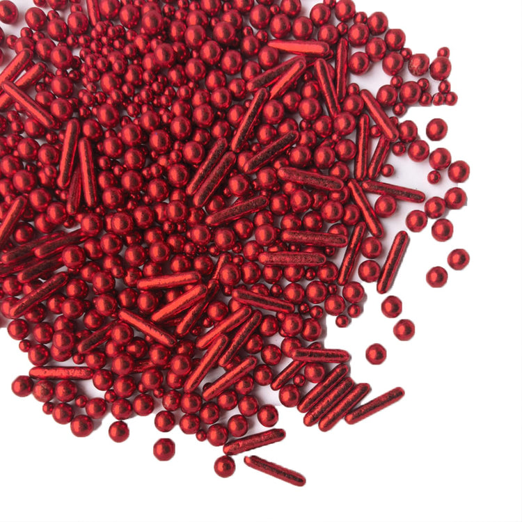 Sprinkles Red Pearl Sugar Candy Mix Size Baking Cake Decorations Cupcake Toppers Celebrations Shaker Jar Wedding Shower Party (4.2 Ounce)