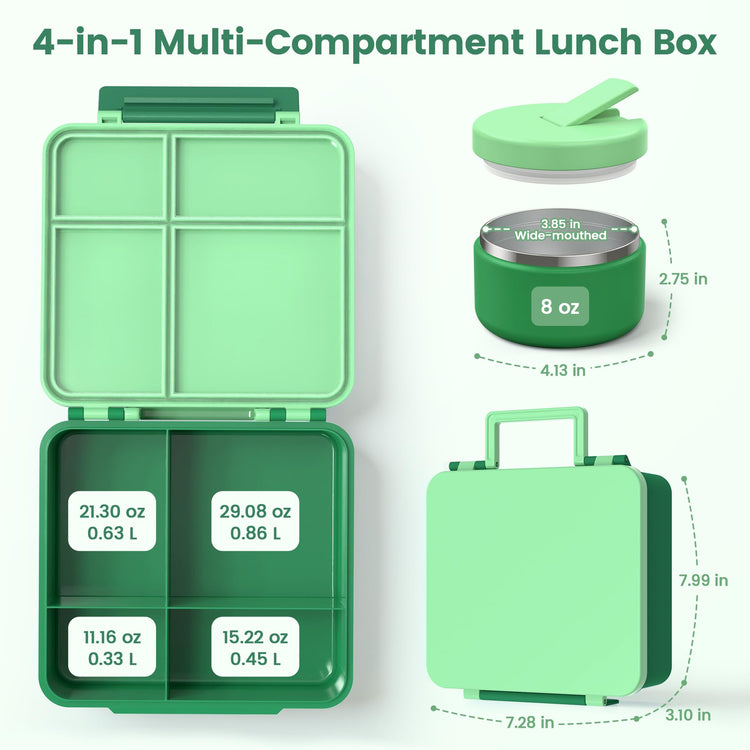 Bento Lunch Box for Kids with 8oz Soup Thermo (4 Count)