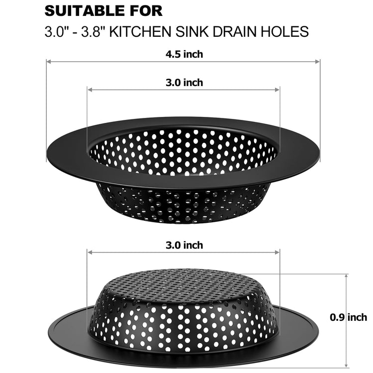 Black Kitchen Sink Drain Strainer (2 Count)