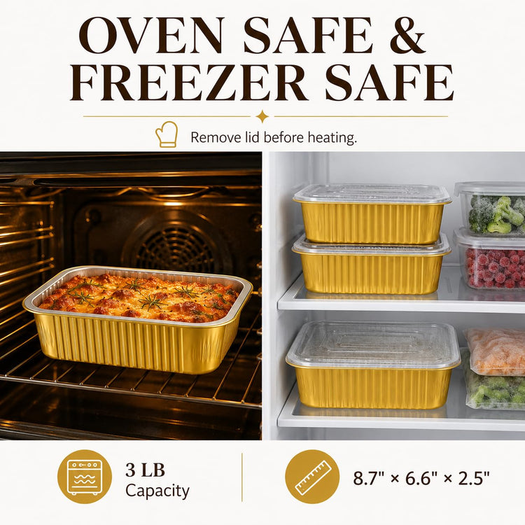 40 Pack 3 LB Aluminum Pans with Lids Heavy Duty (40 Count)