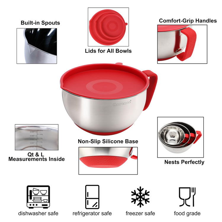 Stainless Steel Mixing Bowls Set with Lids