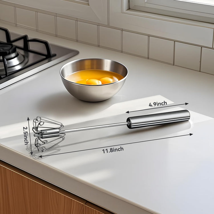 Egg Whisk Upgraded Stainless Steel Semi Automatic Whisk
