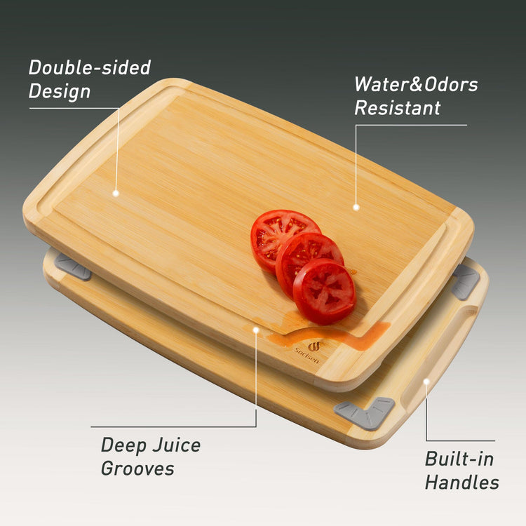 3 packs Bamboo Cutting Board Set Non Slip Feet Over Sink For Kitchen Meal Prep & Serving Brides Her Wedding Day Bridal Shower Engaged Wed House Christmas Married Future Unique Cool Gifts (3 Count)