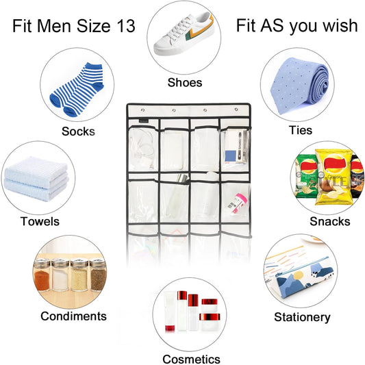 2 Pack Extra Large Hanging Crystal Clear Over Door Shoe Organizers (2 Count)