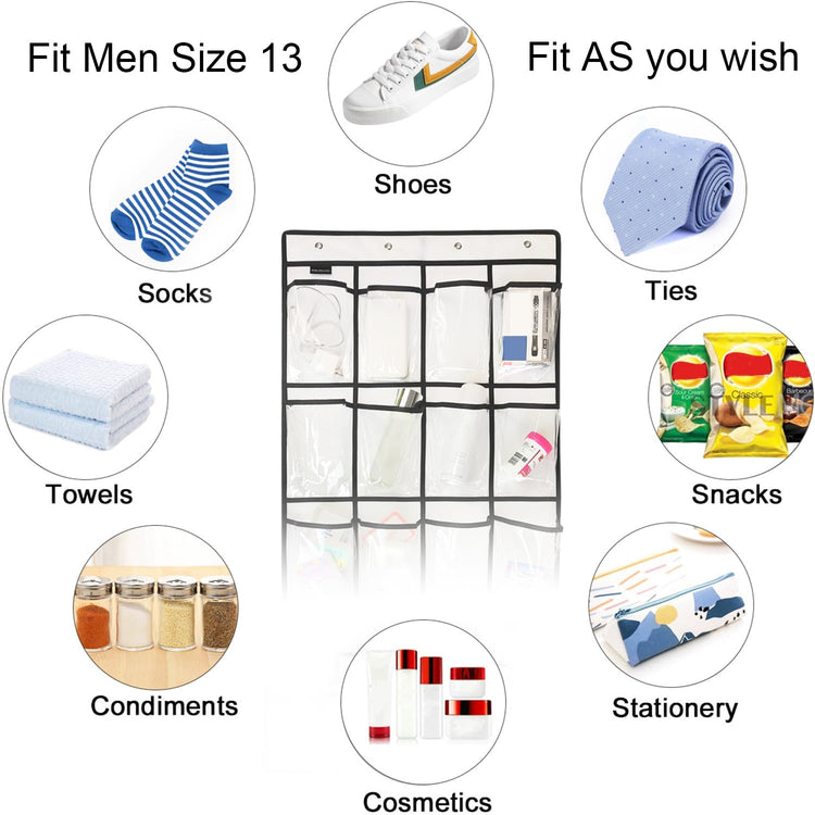 2 Pack Extra Large Hanging Crystal Clear Over Door Shoe Organizers (2 Count)