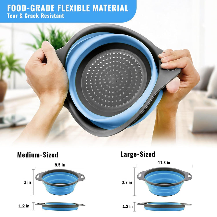 2 Pack Collapsible Silicone Colander with Handle (2 Count)