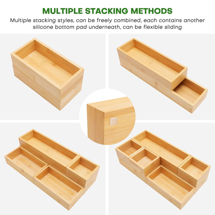 Bamboo Drawer Organizer Set (9 Count)