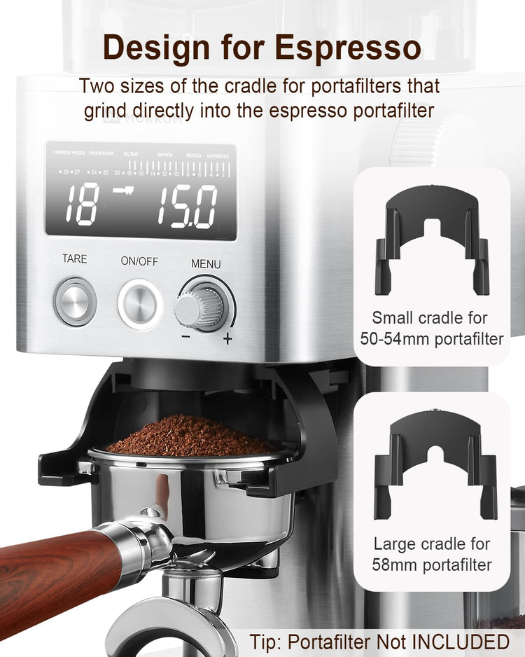 Electric Conical Burr Coffee Grinder with Removable Coffee Scale