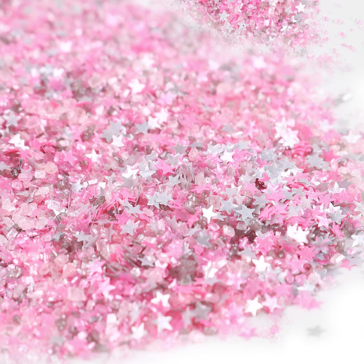 Sanding Sugar Edible Silver Glitter Stars Mix (3.5 Ounce)