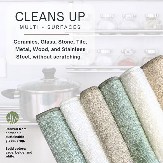 Whiffkitch Dishcloths & Cleaning Cloths - Drying, Durable, Absorbent Washcloths, Non-Scratch, Hygienic, Multi-Surface Cleaning, 6x7 Inches Solid Color, 6 Pack - Nestoria