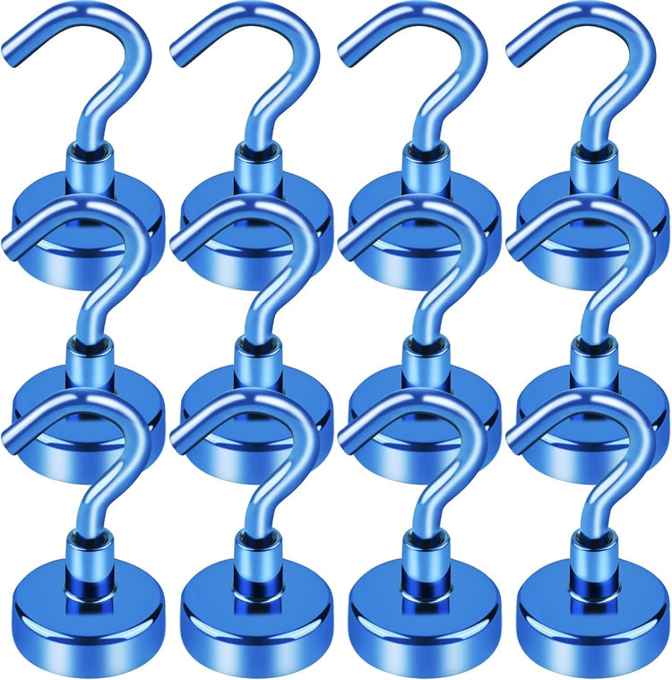 LOVIMAG Cruise Essentials, 28lbs Cruise Door Magnets, Blue Magnetic Hooks for Cruise Cabins, Magnetic Hooks for Hanging, Refrigerator, -12 Pack