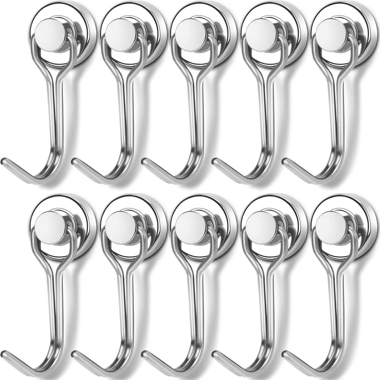 E BAVITE Swivel Swing Magnetic Hooks, 30LBS Powerful Strong Magnetic Hooks Perfect for Refrigerator, Kitchen,Pack of 10 Silver