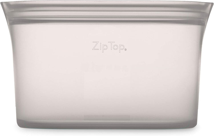 Zip Top Reusable Food Storage Bags | Large Dish [Gray] | Silicone Meal Prep Container | Microwave, Dishwasher and Freezer Safe | Made in the USA
