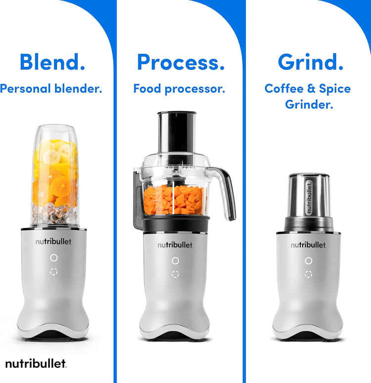 nutribullet® Ultra Plus+ 3-1 Compact Kitchen System, 1200W Kitchen System with Blender, Food Processor, and Coffee and Spice Grinder, 32oz and 24oz Blending Cups, 2-Cup Food Processor, Pearl White