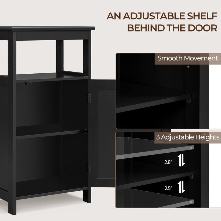 Small Bathroom Storage Cabinet with Door & Open Shelf