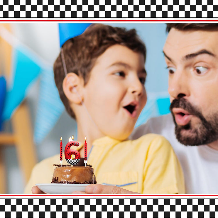 13PCS Racing Car Theme Birthday Candle Set with Checkered Flag Design (13 Count)