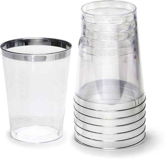 " OCCASIONS " 640 Piece set (80 Guests)-Heavyweight Wedding Party Disposable Plastic Plate Set - 80 x 10.5'' + 80 x 8''+Silverware+12oz Cups+Napkins (Imperial in White & Blue & Silver)