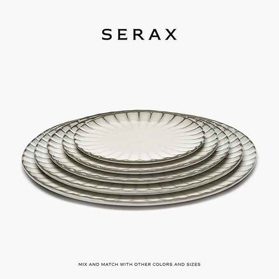 Serax Breakfast Plate | Inku Tableware van Sergio Herman | 4 Dessert Plates | Stoneware Dinnerware Set in white | luxury Dishware for Dinner at Home, Party, Cake, Christmas | Kitchen Sets
