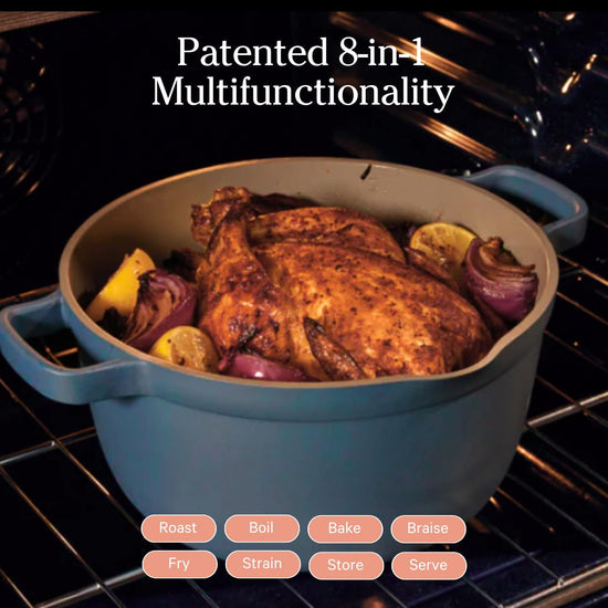 Our Place Perfect Pot - 5.5 Qt. Nonstick Ceramic Sauce Pan with Lid | Versatile Cookware for Stovetop and Oven | Steam, Bake, Braise, Roast | PTFE and PFOA-Free | Toxin-Free, Easy to Clean | Blue Salt - Nestoria