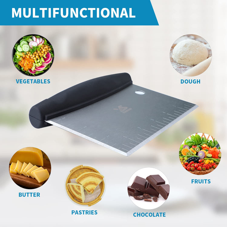 Dough Scraper Baking Pastry Cutter Good Grip Pastry Scraper Chopper Stainless Steel Dough Cutter