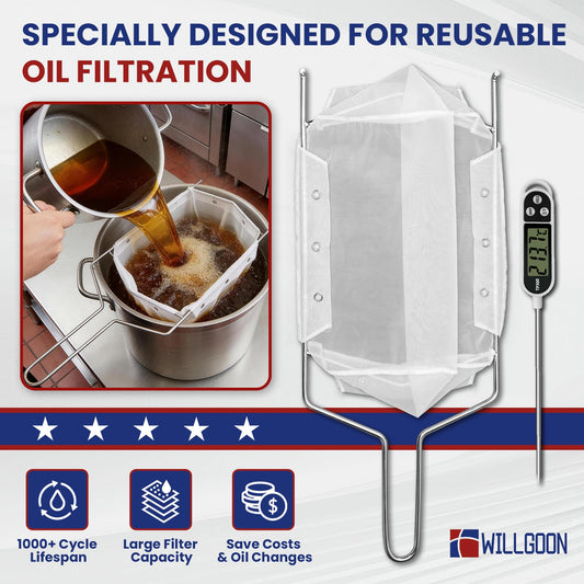3 Pcs Deep Fryer Filter Bag & Frame Set