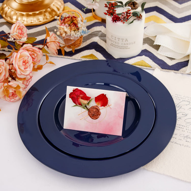 60PCS Blue Plastic Plates (30 Count)