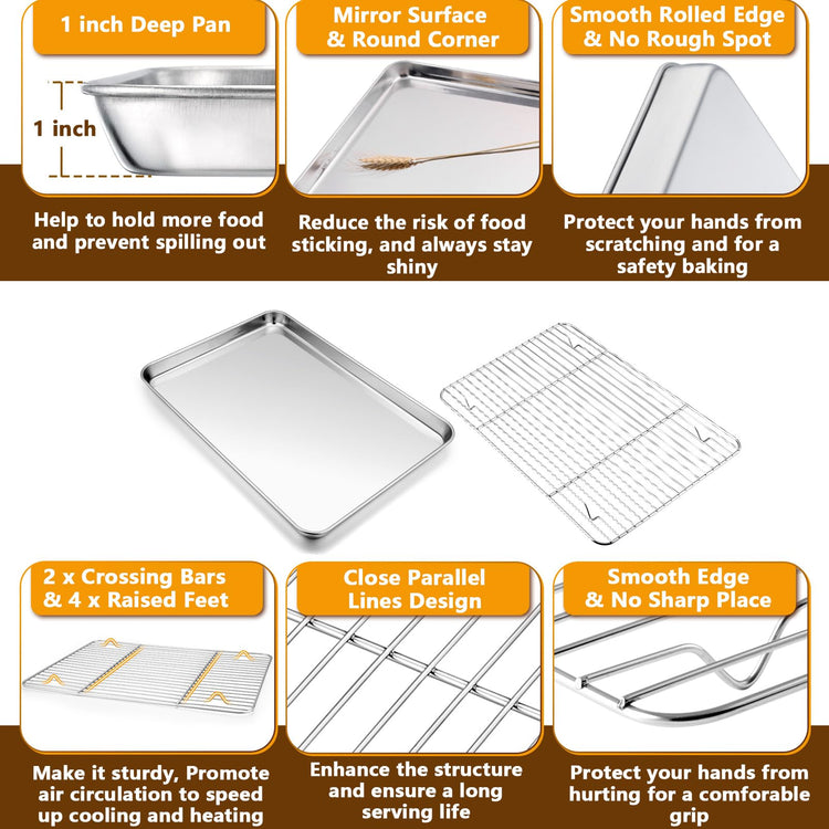 16 + 12.5 Inch Baking Sheet with Rack Set