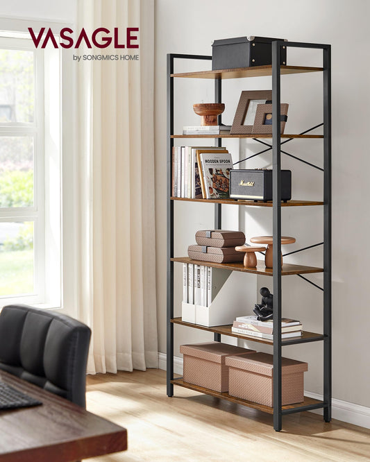 6 Tier Bookshelf with Steel Frame