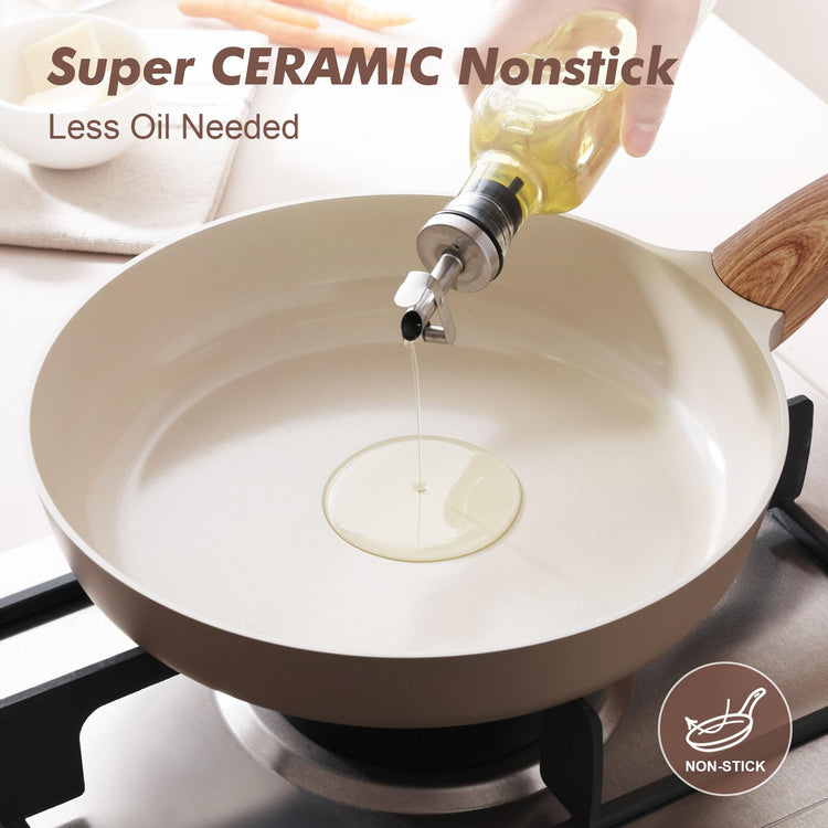 8inch Ceramic Nonstick Frying Pan Skillet with Lid