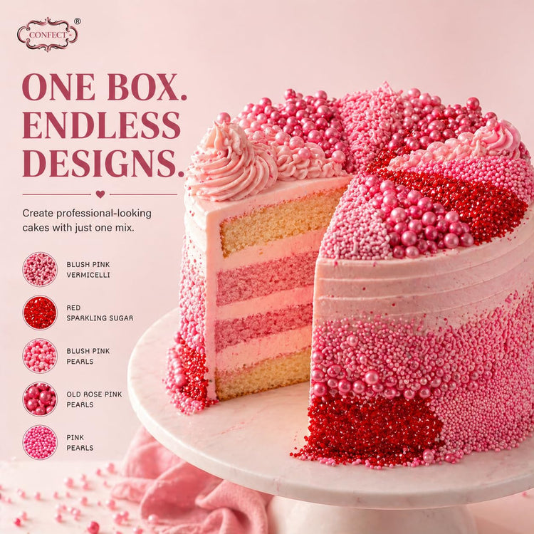 Sprinkles for Cakes & Cupcakes Decoration Assorted pack of 5 Pink Pop Sprinkles Mix Blush Pink (5 Ounce)
