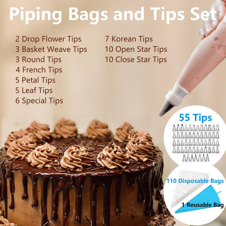 200PCs Cake Decorating Supplies Kit for Beginners