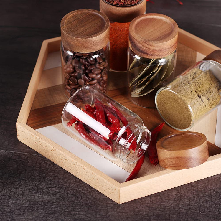 6 Pcs Small Glass Spice Jars with Label (6 Count)