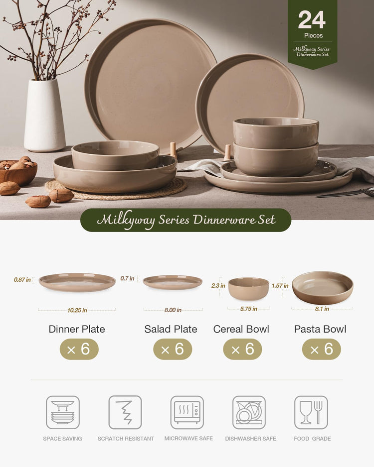 Milkyway 24 Piece Stoneware Plates and Bowls
