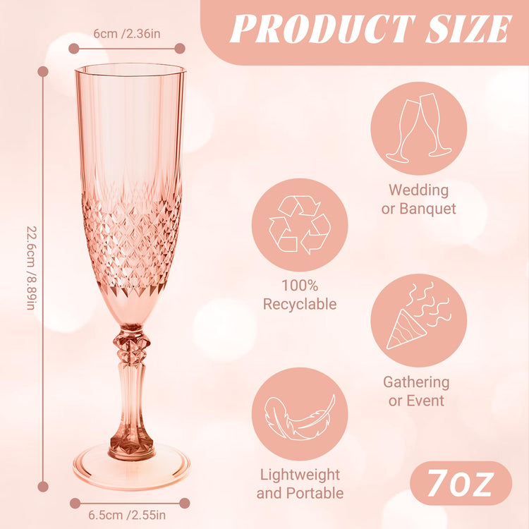 12 Pack Plastic Champagne Flutes (24 Count)