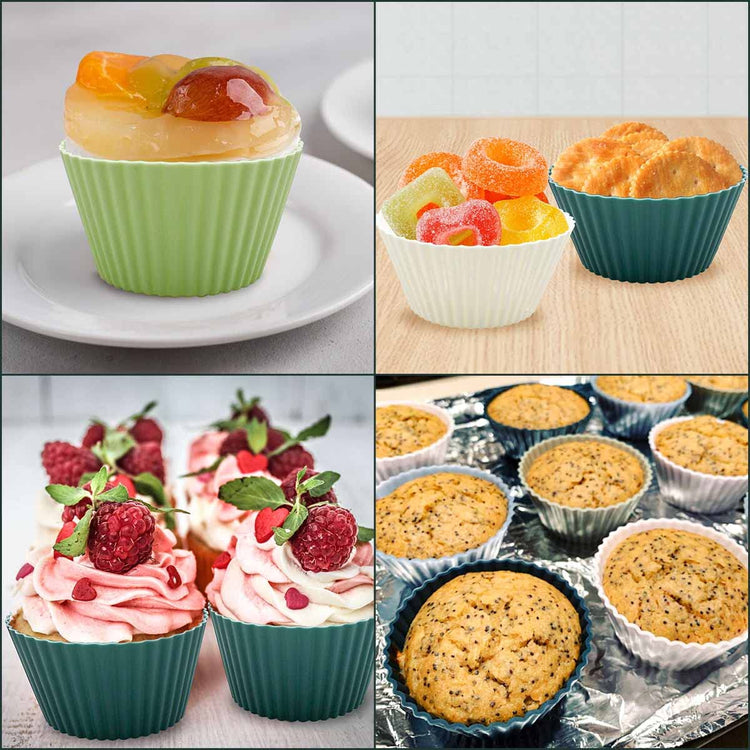 24 Pack Silicone Baking Cups Reusable Muffin Liners Non (24 Count)