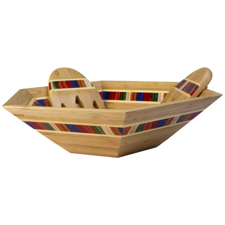 Baltique Marrakesh Collection 14" Salad Serving Bowl with Salad Hands
