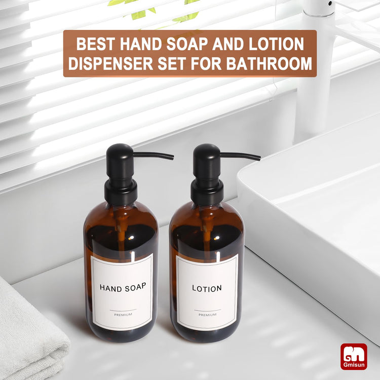 Amber Glass Soap Dispenser (2 Count)
