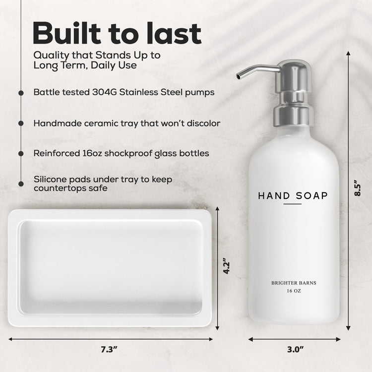 White Glass Hand and Dish Soap Dispenser Set by Brighter Barns (2 Count)