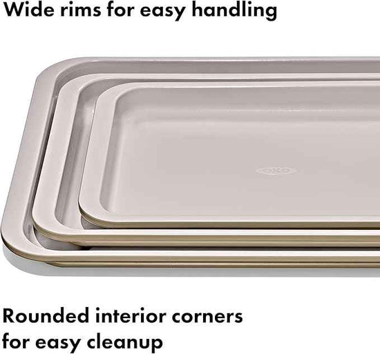 OXO Good Grips Non-Stick Pro Ceramic Coated Metal Bakeware Half Sheet Pan – Biscuit