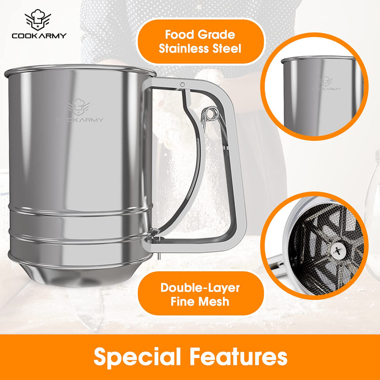 Flour Sifter 3 Cup Stainless Steel (3 Count)
