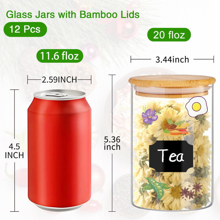 Glass Jars with Bamboo Lids 20 oz (12 Count)
