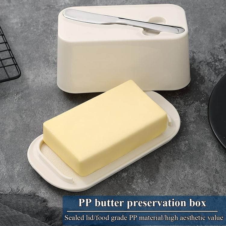 Butter Dish with Lid for Countertop and Refrigerator Door Shelf with Butter Spreader Knife