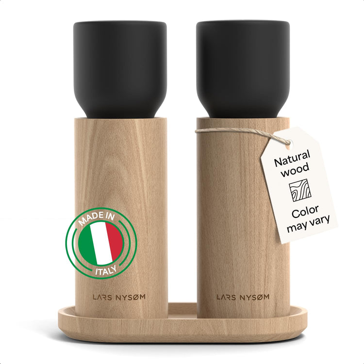 Wooden Salt and Pepper Grinder Set Manual with Tray