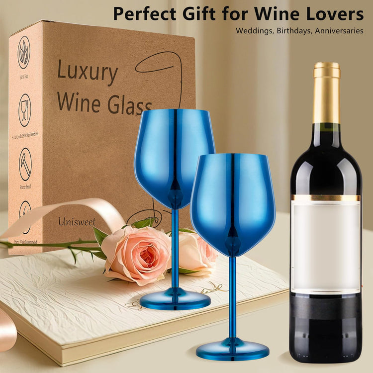 Unbreakable Stainless Steel Wine Glasses Set of 4 (4 Count)