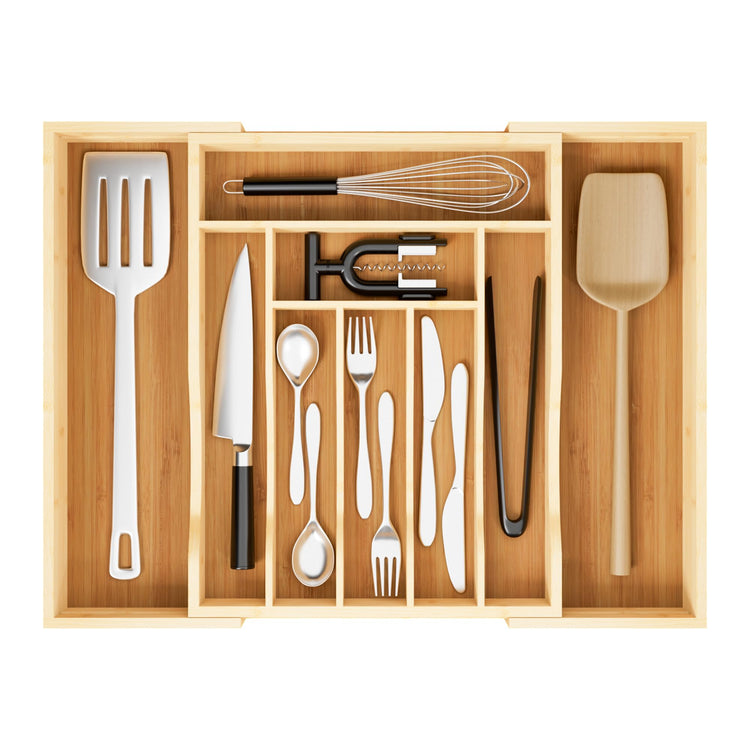 Expandable Bamboo Drawer Organizer Cutlery 7