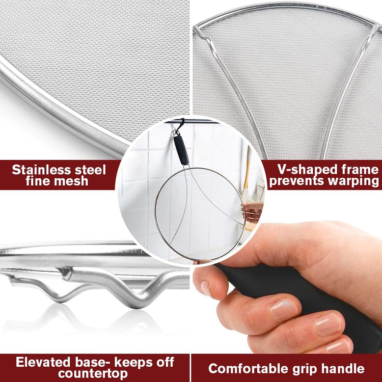 Splatter Screen for Frying Pan & Food Strainer