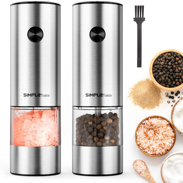 Electric Salt and Pepper Grinder Set with Battery Operated (2 Count)